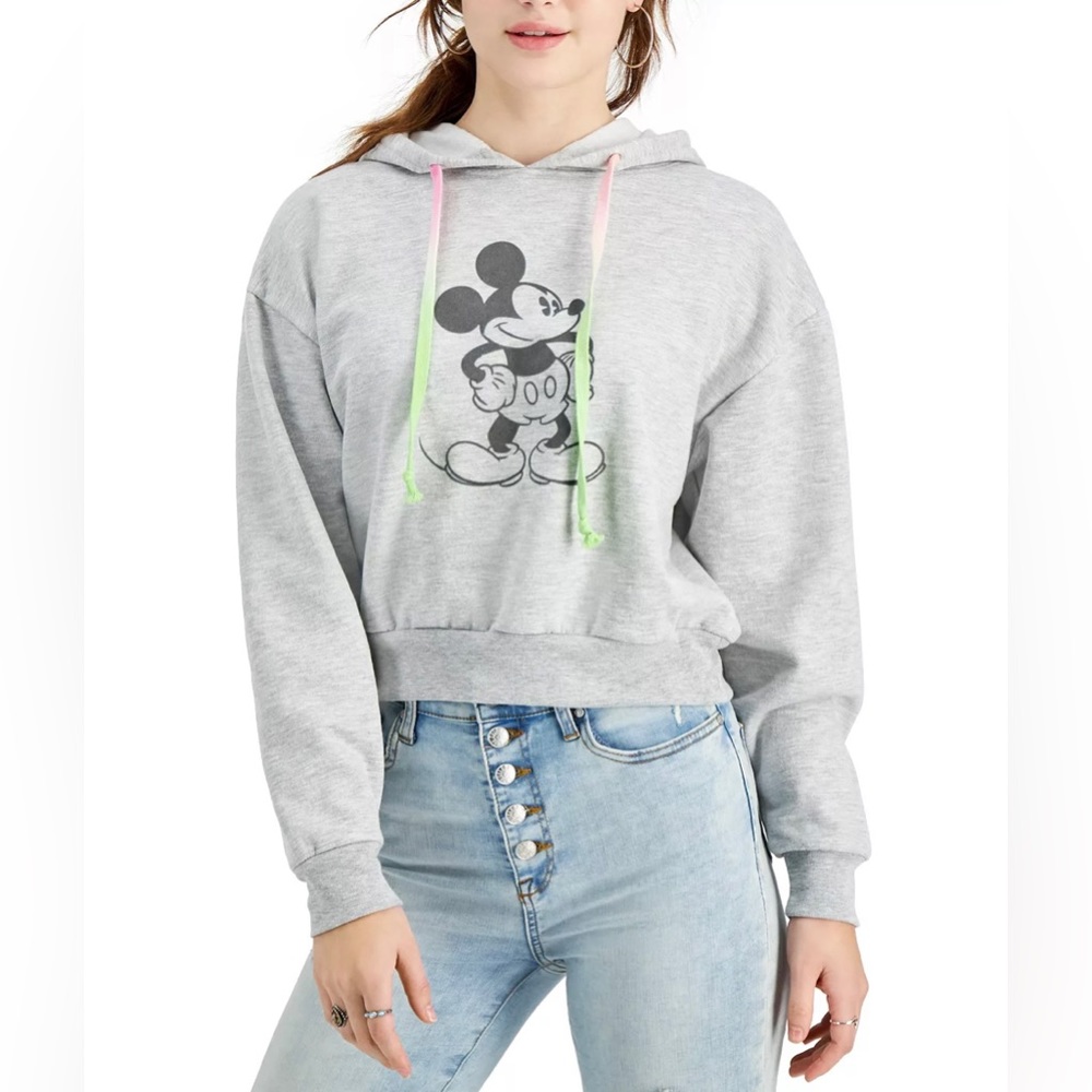 Disney Mickey Mouse Graphic Hoodie (S; Heather Grey)